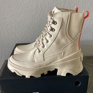 Sorel Cream Ankle Boots with Orange Accents